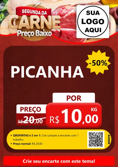 Modelo de Cartaz para Cartaz A4 Vertical com o tema Segunda da Carne para Açougue
