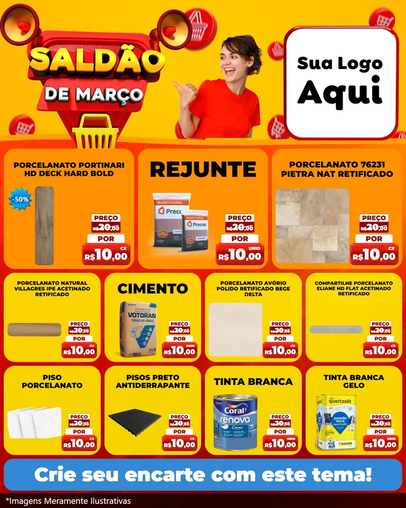 Modelo de Rede Social para Feed Instagram com o tema Saldão de Março para Pisos e revestimentos