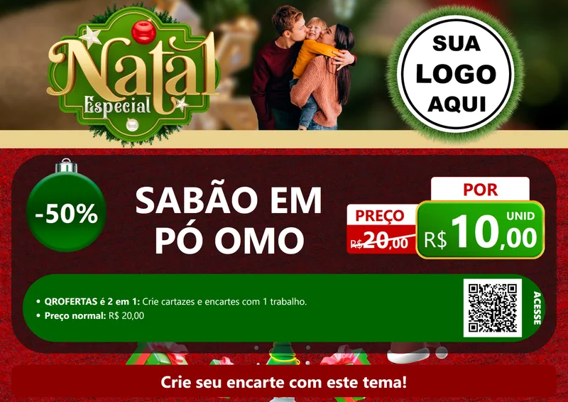 Modelo de Cartaz para Cartaz A4 Horizontal com o tema Natal Especial para Produtos de Limpeza