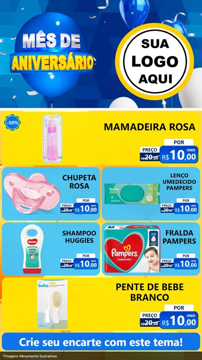 Modelo de TV para TV Vertical com o tema Mês de Aniversário para Bebês