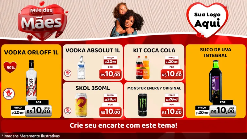 Modelo de TV para TV Horizontal com o tema Mês das Mães para Distribuidora de bebidas