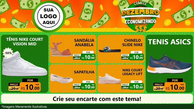 Modelo de TV para TV Horizontal com o tema Comece Dezembro Economizando para Calçados