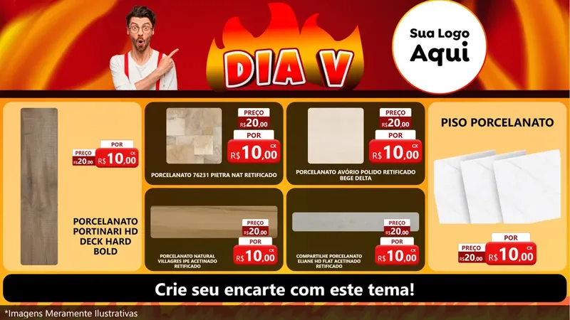 Modelo de TV para TV Horizontal com o tema Dia V para Pisos e revestimentos