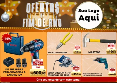 Modelo de Encarte para Encarte A4 Horizontal com o tema Ofertas de Fim de Ano para Maquinas e Ferramentas