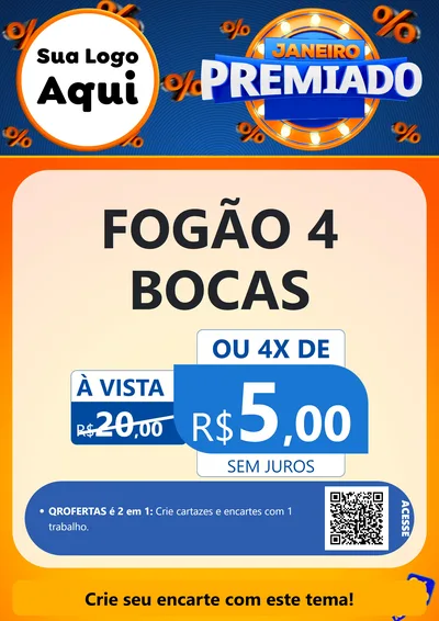 Modelo de Cartaz para Cartaz A4 Vertical com o tema Janeiro Premiado para Móveis e Eletro
