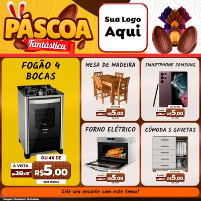 Modelo de Rede Social para Feed Facebook com o tema Páscoa Fantástica para Móveis e Eletro