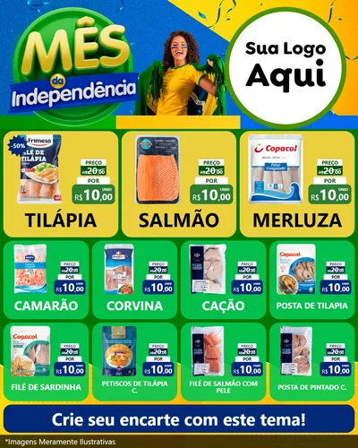 Modelo de Rede Social para Feed Instagram com o tema Mês da Independência para Peixaria