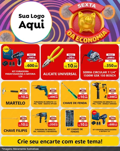 Modelo de Rede Social para Feed Instagram com o tema Sexta da Economia para Maquinas e Ferramentas
