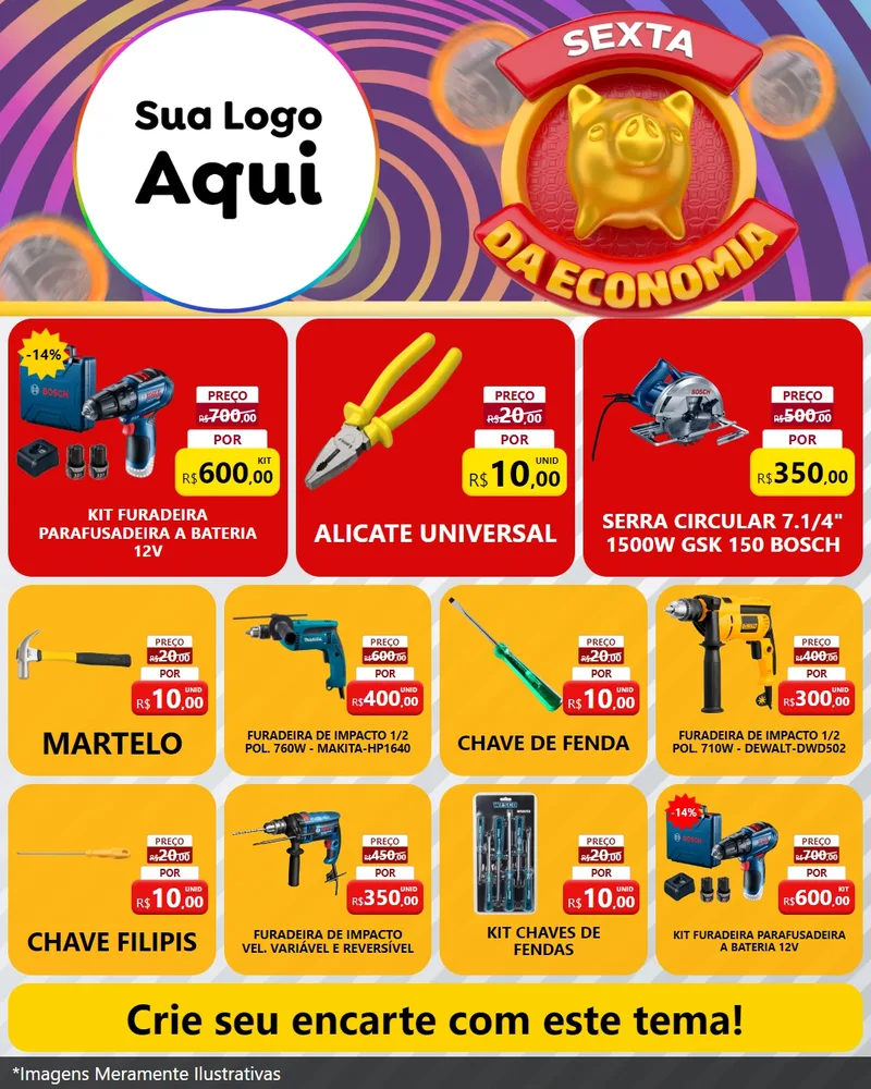 Modelo de Rede Social para Feed Instagram com o tema Sexta da Economia para Maquinas e Ferramentas
