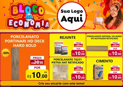 Modelo de Encarte para Encarte A4 Horizontal com o tema Bloco da Economia para Pisos e revestimentos