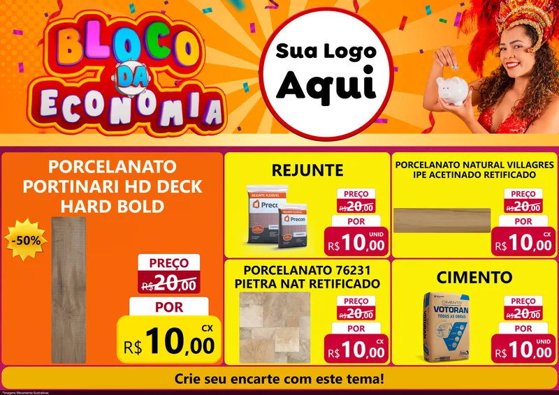 Modelo de Encarte para Encarte A4 Horizontal com o tema Bloco da Economia para Pisos e revestimentos