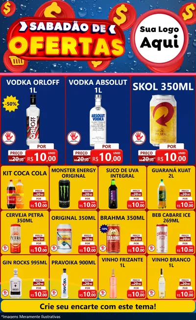 Modelo de Encarte para Encarte Grande com o tema Sabadão de Ofertas para Distribuidora de bebidas