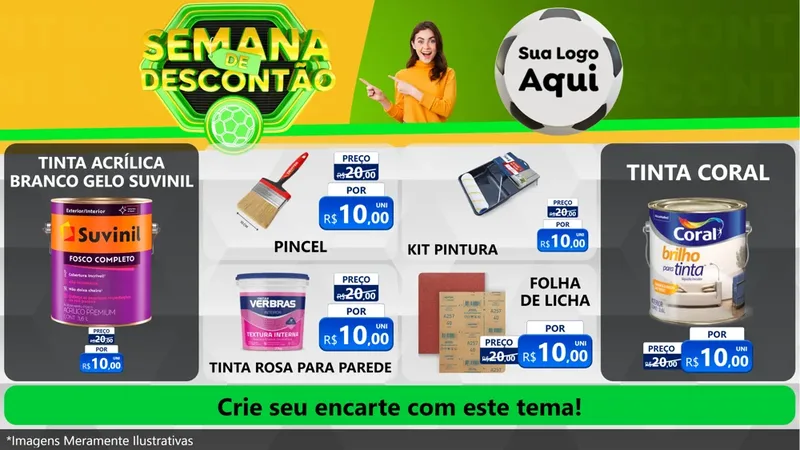 Modelo de TV para TV Horizontal com o tema Semana de Descontão - Copa para Tintas e Ferramentas