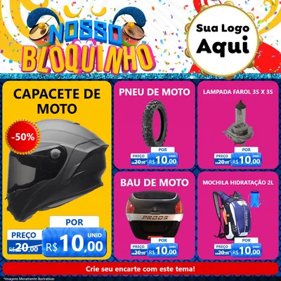 Modelo de Rede Social para Feed Facebook com o tema Nosso Bloquinho para Moto peças