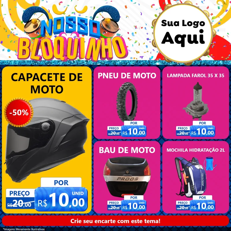 Modelo de Rede Social para Feed Facebook com o tema Nosso Bloquinho para Moto peças