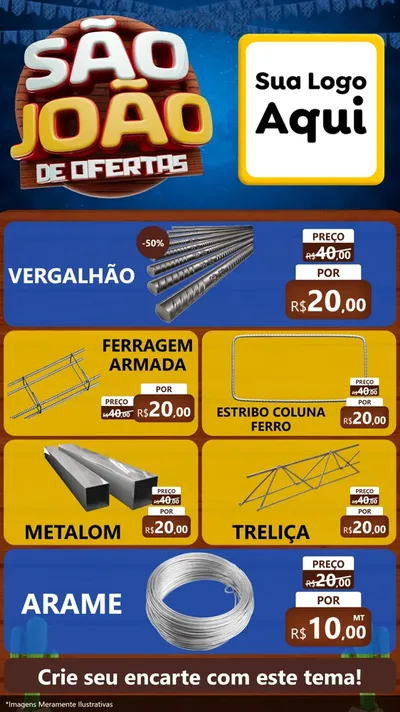 Modelo de TV para TV Vertical com o tema São João Ofertas Imbatíveis! - Junina para Ferragens