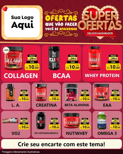 Modelo de Rede Social para Feed Instagram com o tema Dia dos Namorados para Suplementos alimentares