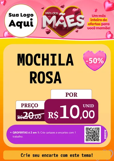 Modelo de Cartaz para Cartaz A4 Vertical com o tema Mês das Mães para Papelaria