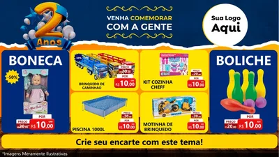 Modelo de TV para TV Horizontal com o tema Aniversário de 2 anos para Brinquedos