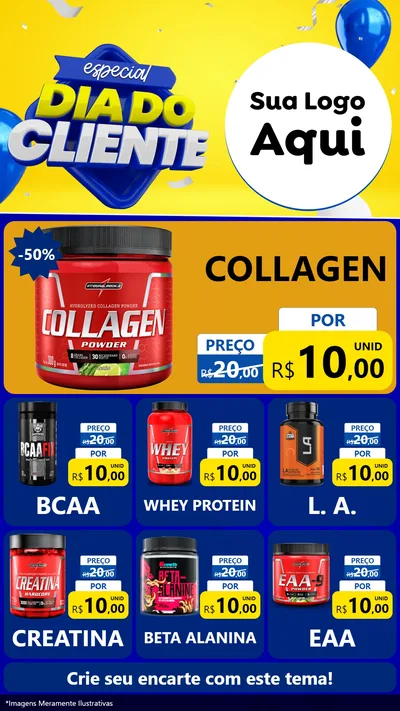 Modelo de Rede Social para Stories com o tema Especial Dia do Cliente para Suplementos alimentares