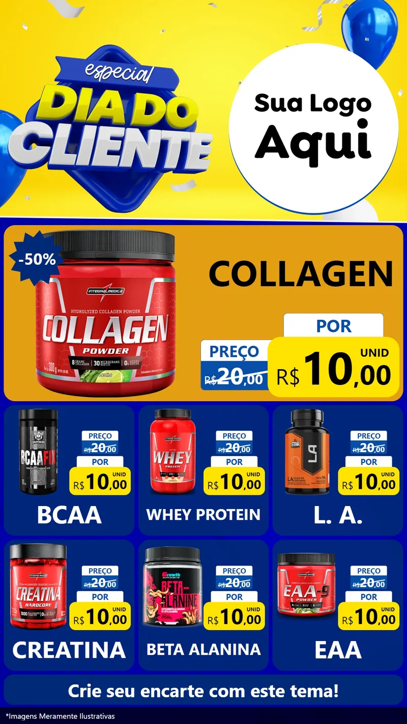 Modelo de Rede Social para Stories com o tema Especial Dia do Cliente para Suplementos alimentares