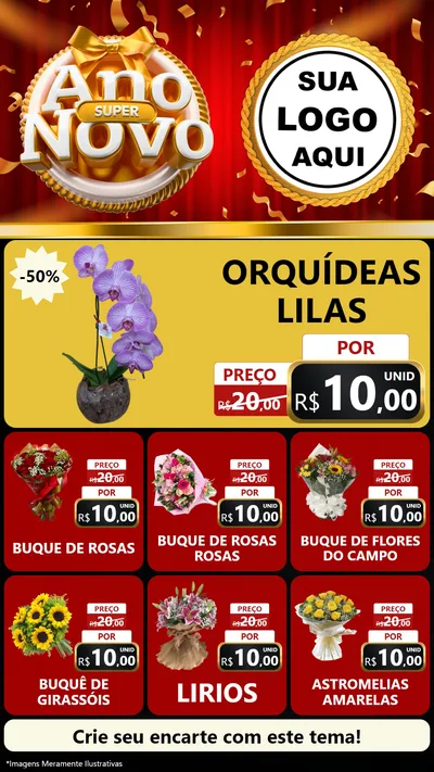 Modelo de Rede Social para Stories com o tema Super Ano Novo para Floricultura e jardim
