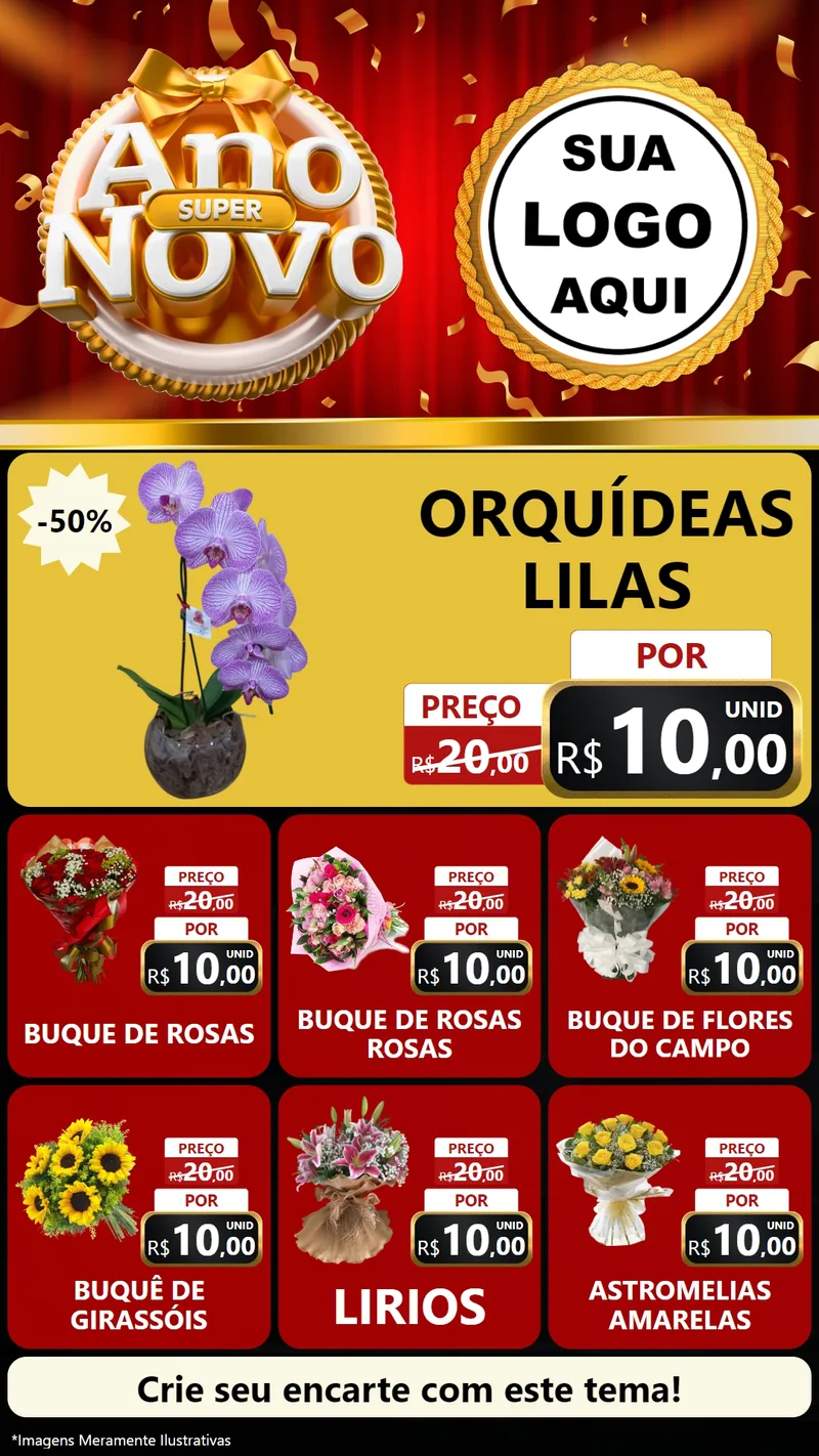 Modelo de Rede Social para Stories com o tema Super Ano Novo para Floricultura e jardim