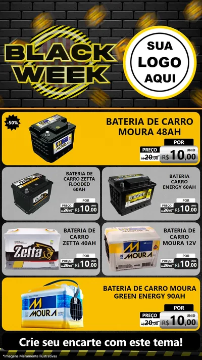 Modelo de TV para TV Vertical com o tema Black Week para Baterias Elétricas