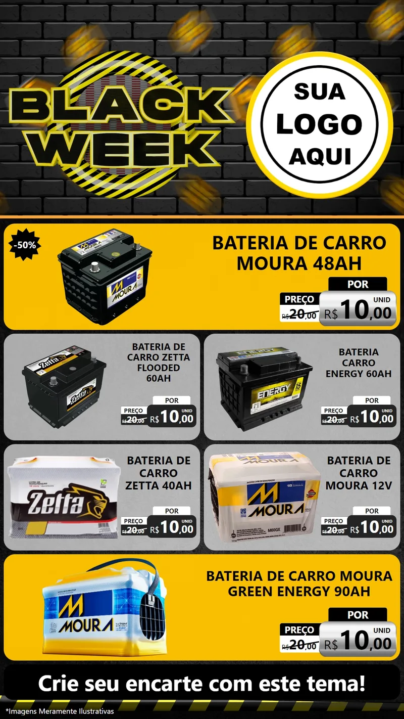 Modelo de TV para TV Vertical com o tema Black Week para Baterias Elétricas