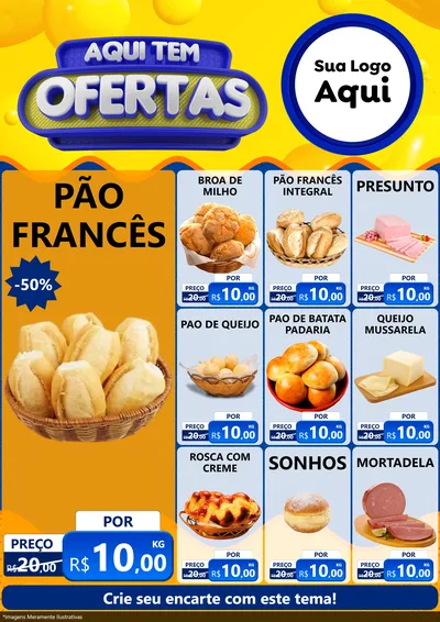 Modelo de Encarte para Encarte A4 Vertical com o tema Aqui Tem Ofertas para Padaria