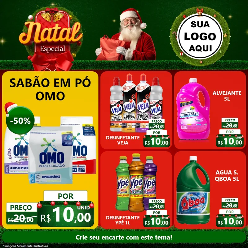 Modelo de Rede Social para Feed Facebook com o tema Natal Especial para Produtos de Limpeza