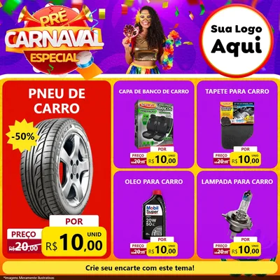 Modelo de Rede Social para Feed Facebook com o tema Pré-Carnaval Especial para Auto peças