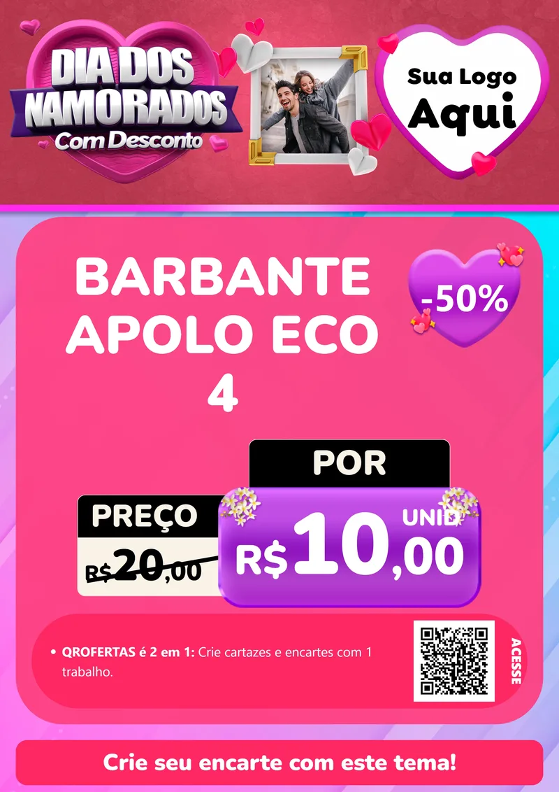 Modelo de Cartaz para Cartaz A4 Vertical com o tema Dia Dos Namorados Com Desconto para Armarinho e Aviamentos