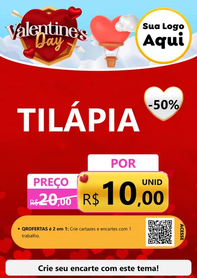 Modelo de Cartaz para Cartaz A4 Vertical com o tema Valentine's Day para Peixaria