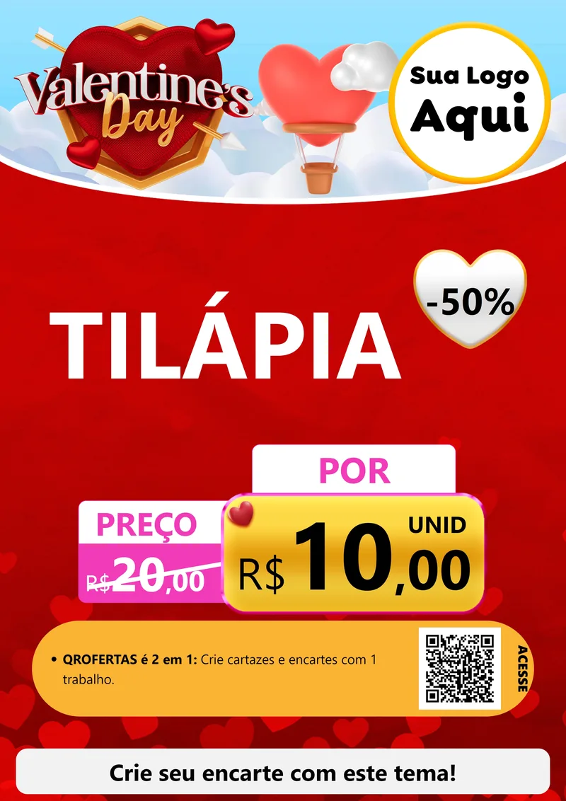Modelo de Cartaz para Cartaz A4 Vertical com o tema Valentine's Day para Peixaria