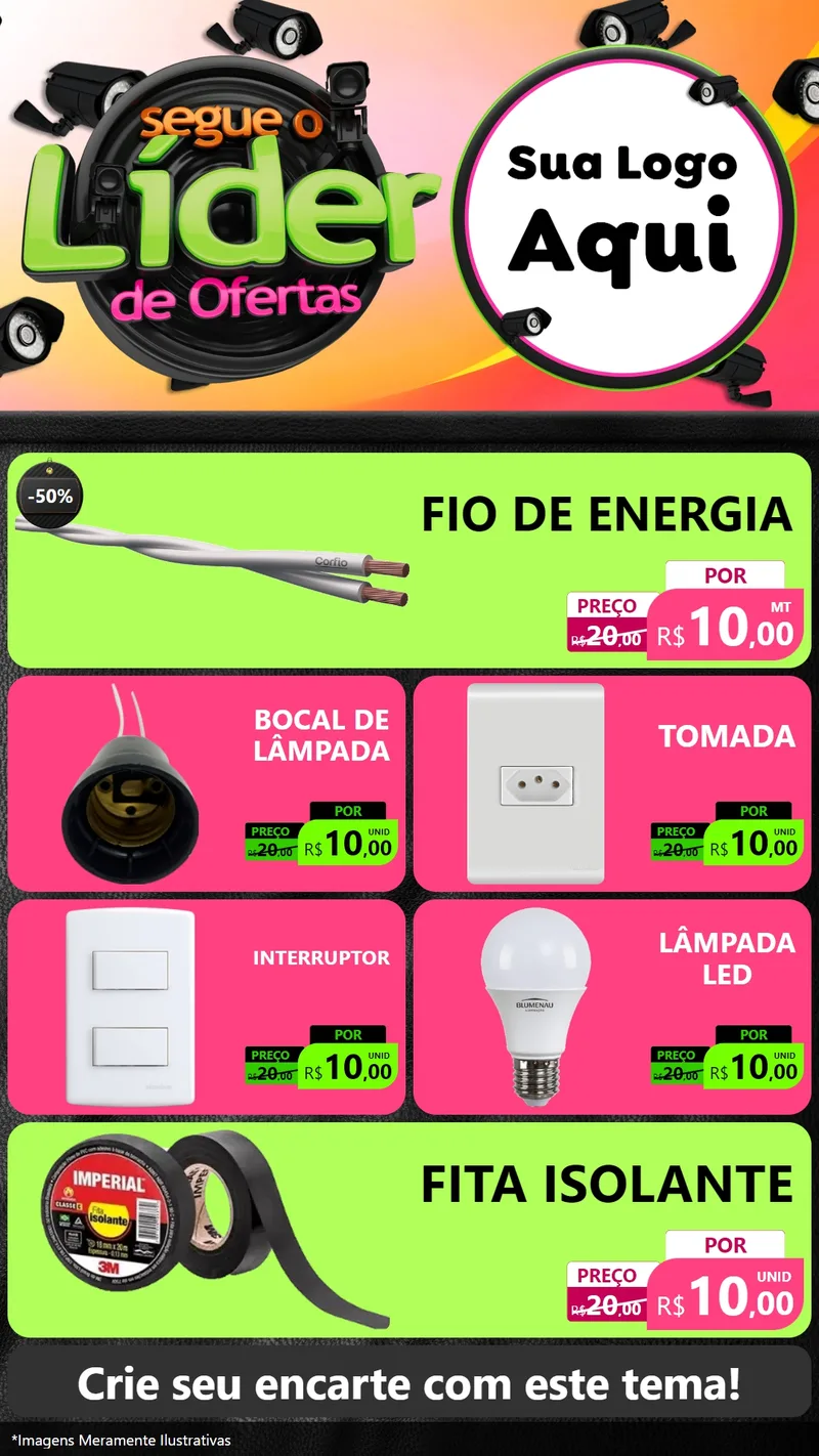 Modelo de TV para TV Vertical com o tema Segue o Líder de Ofertas para Materiais Elétricos