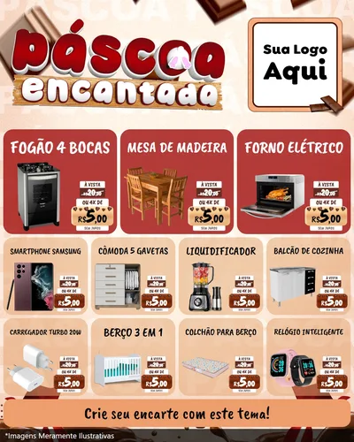 Modelo de Rede Social para Feed Instagram com o tema Páscoa Encantada para Móveis e Eletro