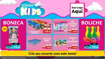 Modelo de TV para TV Horizontal com o tema Sábado Kids para Brinquedos