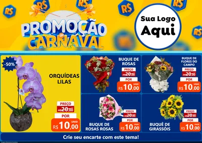 Modelo de Encarte para Encarte A4 Horizontal com o tema Promoção de Carnaval para Floricultura e jardim