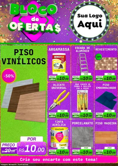 Modelo de Encarte para Encarte A4 Vertical com o tema Bloco de Ofertas para Material para Construção