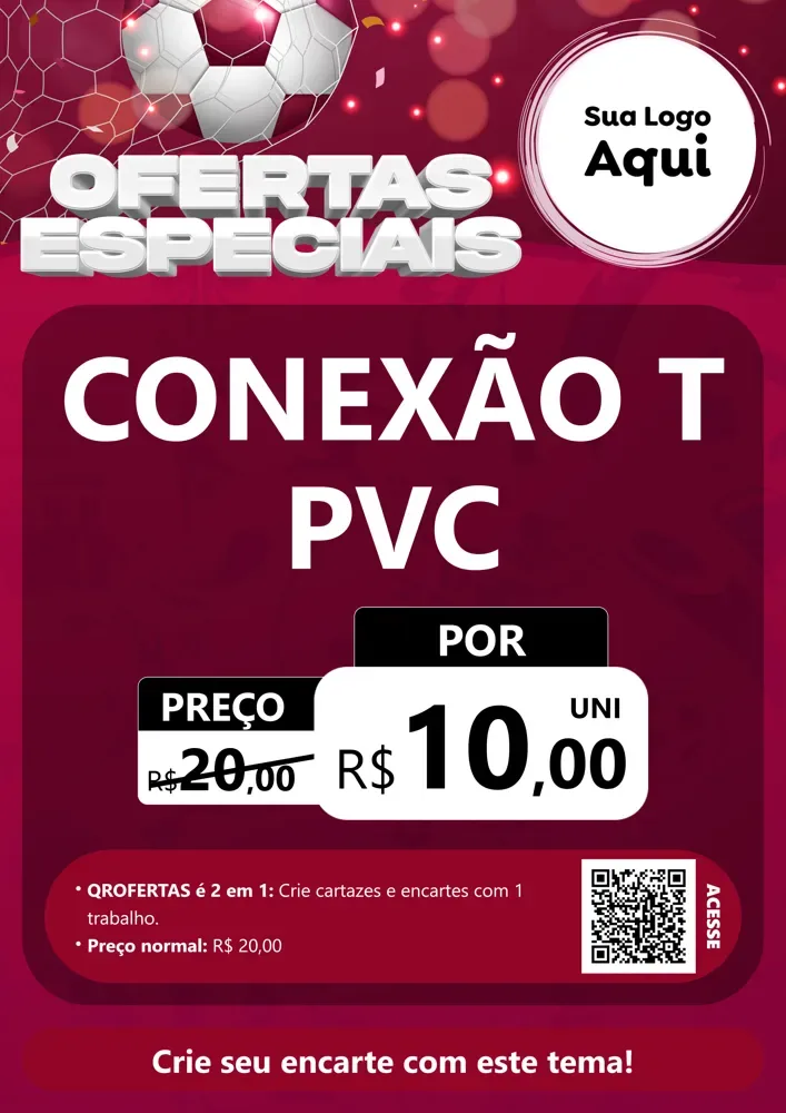 Modelo de Cartaz para Cartaz A4 Vertical com o tema Ofertas Especiais - Futebol para Tubos e conexões