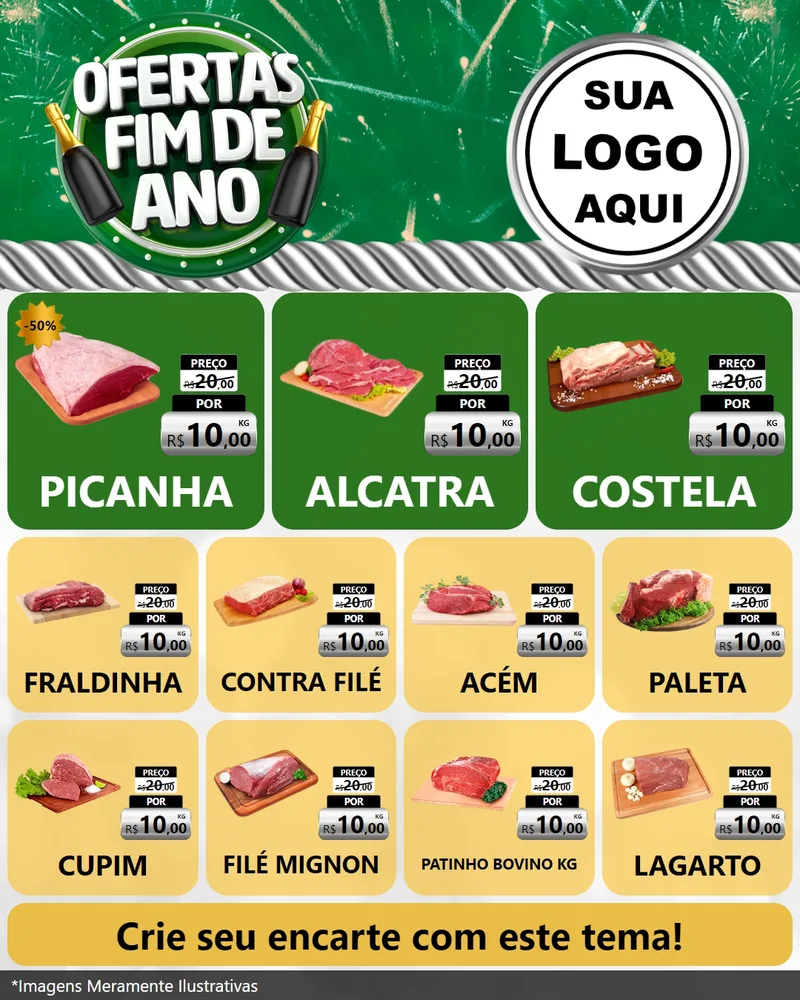 Modelo de Rede Social para Feed Instagram com o tema Ofertas Fim de Ano para Açougue