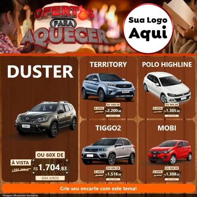 Modelo de Rede Social para Feed Facebook com o tema Ofertas Para Aquecer para Concessionaria de Carros