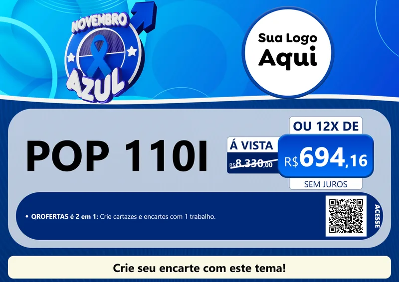 Modelo de Cartaz para Cartaz A4 Horizontal com o tema Novembro Azul para Concessionaria de Motos