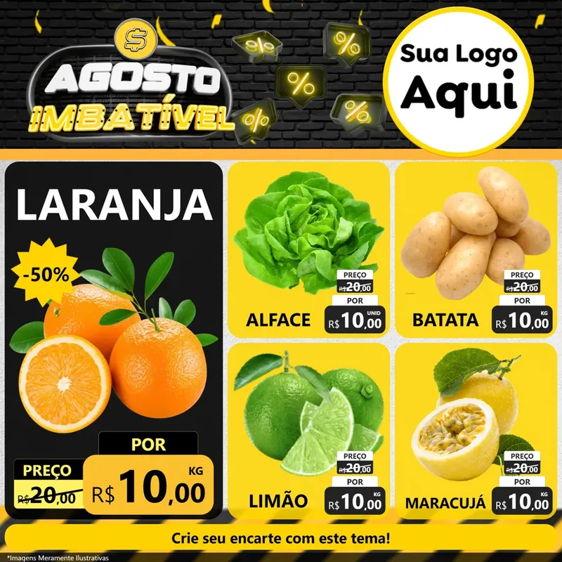 Modelo de Rede Social para Feed Facebook com o tema Agosto Imbatível para Hortifrúti