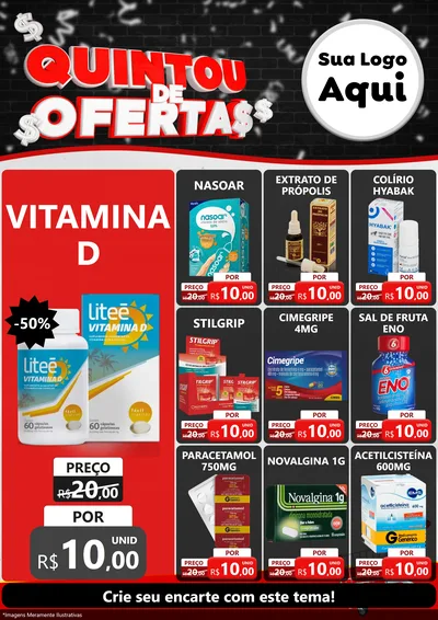 Modelo de Encarte para Encarte A4 Vertical com o tema Quintou de Ofertas para Farmácia