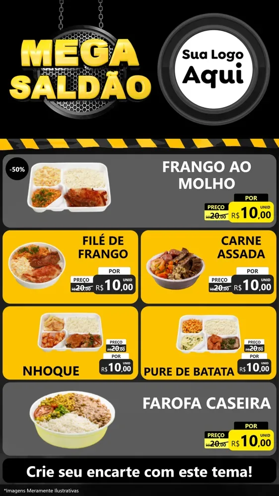 Modelo de TV para TV Vertical com o tema Mega Saldão para Restaurante