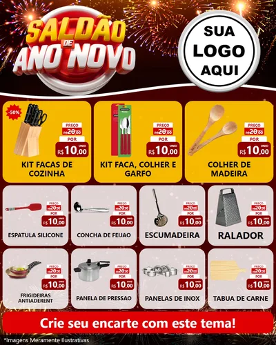 Modelo de Rede Social para Feed Instagram com o tema Saldão de Ano Novo para Utilidades Domésticas