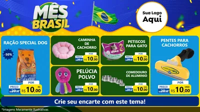 Modelo de TV para TV Horizontal com o tema Mês do Brasil para Pet Shop