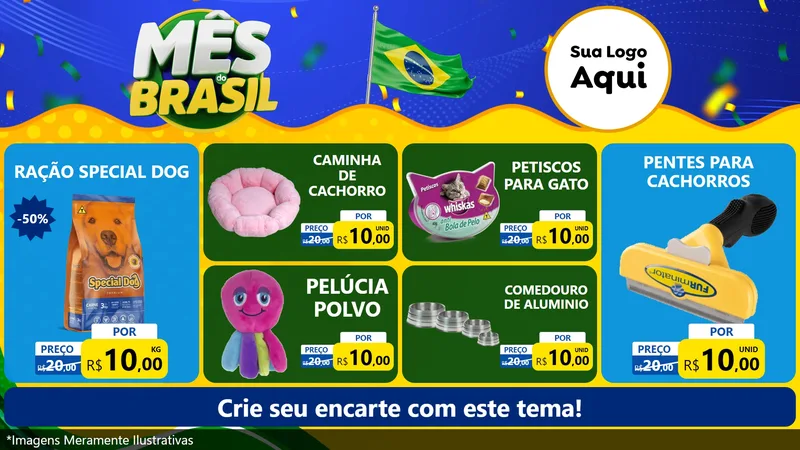 Modelo de TV para TV Horizontal com o tema Mês do Brasil para Pet Shop